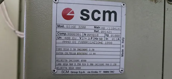 Squadratrice SCM SI16E 3200 usata norme CE