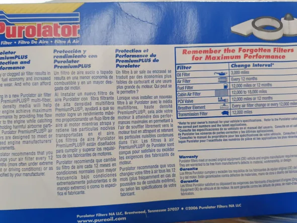 STOCK FILTRI PUROLATOR