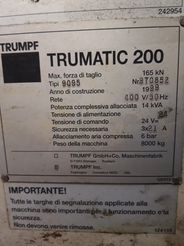 STUPENDA Punzonatrice Trumpf TC 200R