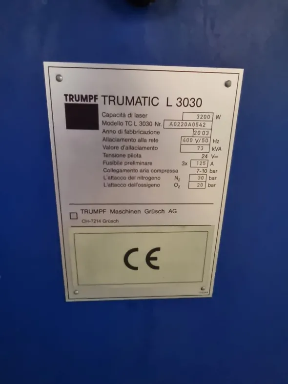 TAGLIO LASER TRUMPF TRUMATIC L3030