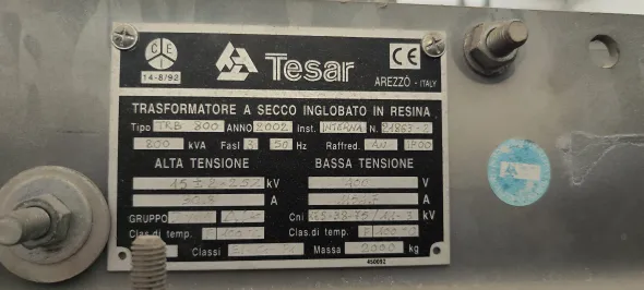 TESAR TRASFORMATORE A SECCO INGLOBATO IN RESINA, USATO