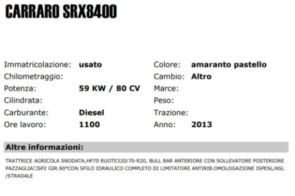 8#4423 Trattore Carraro SRX8400