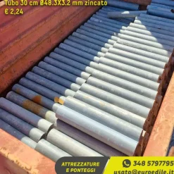Tubo zincato in varie lunghezze, da 30 cm a 270 cm