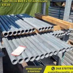 Tubo zincato in varie lunghezze, da 30 cm a 270 cm