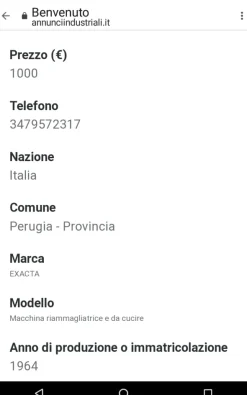 Vendesi riammagliatrice EXACTA FINEZZA 16