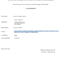 VENDO PROCEDIMENTO STOCCAGGIO DI ACQUAATMOSFERA