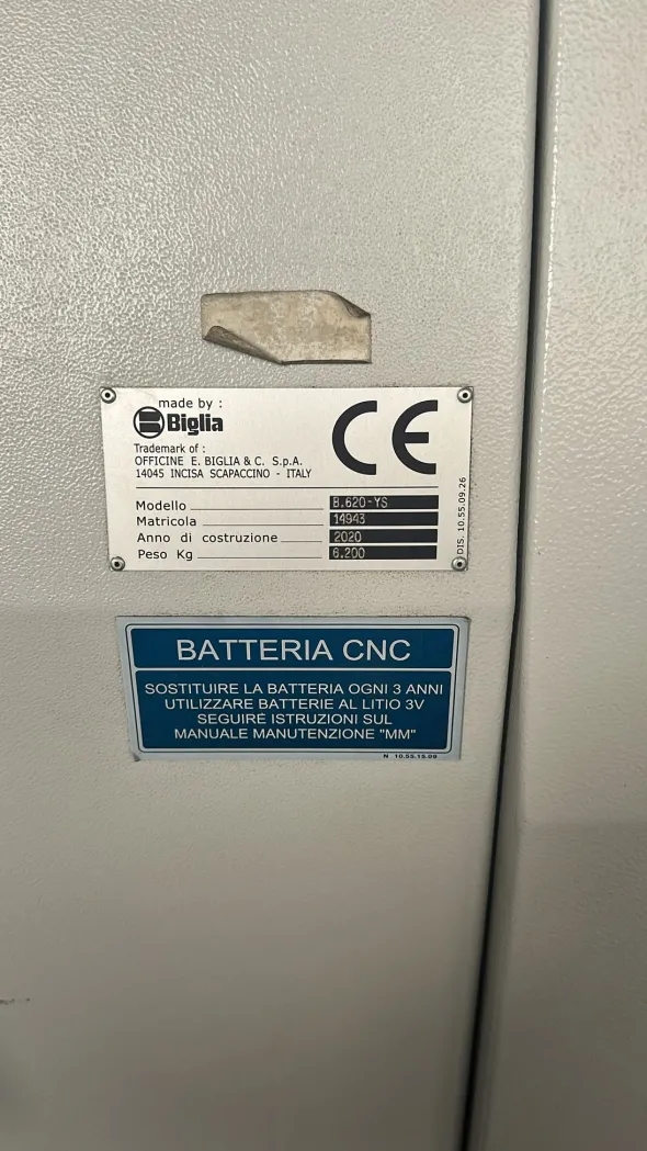 VENDO TORNIO CNC MARCA BIGLIA MOD. B620 YS