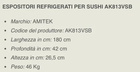 Vetrina refrigerata per sushi